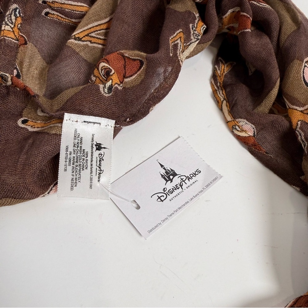 DISNEY PARK LIGHTWEIGHT INFINITY SCARF BAMBI BROWN NWT NEW ANIMAL RARE WRAP - Picture 4 of 6